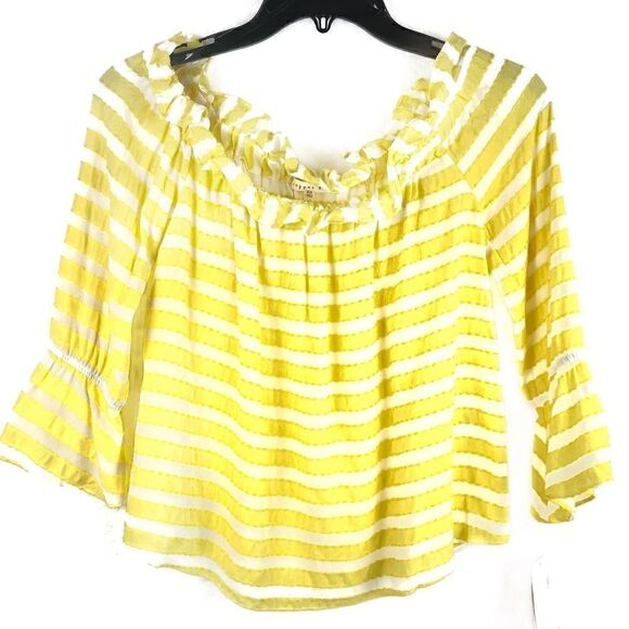 Copper Key Crop Top Yellow, White Stripe XS NWT - Picture 1 of 5